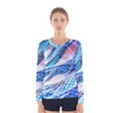 Background Neon Geometric Cubes Colorful Lights Women s Long Sleeve Tee View1