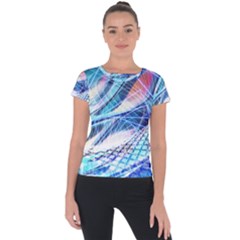 Background Neon Geometric Cubes Colorful Lights Short Sleeve Sports Top 