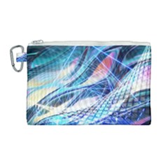 Background Neon Geometric Cubes Colorful Lights Canvas Cosmetic Bag (large) by Ravend