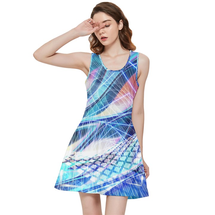 Background Neon Geometric Cubes Colorful Lights Inside Out Racerback Dress