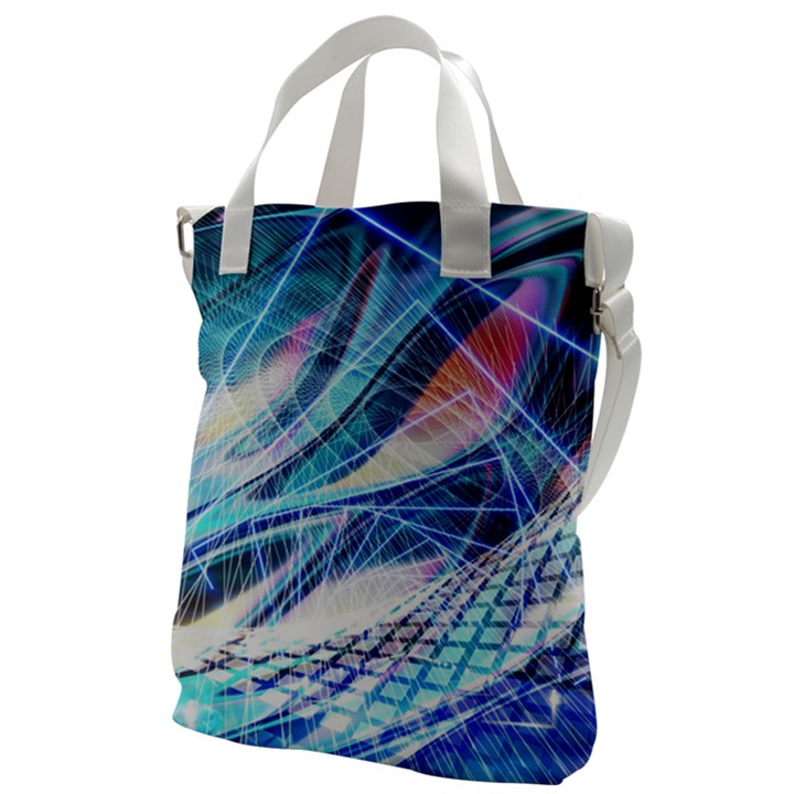 Background Neon Geometric Cubes Colorful Lights Canvas Messenger Bag