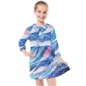 Background Neon Geometric Cubes Colorful Lights Kids  Quarter Sleeve Shirt Dress View1