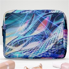 Background Neon Geometric Cubes Colorful Lights Make Up Pouch (large) by Ravend