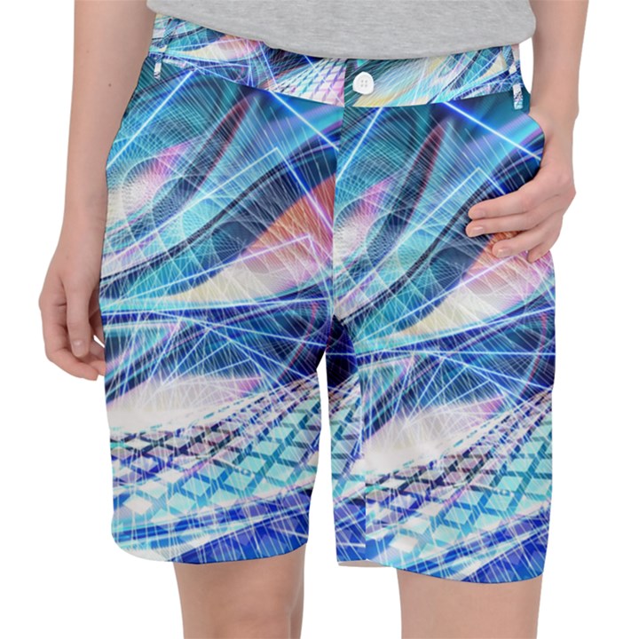 Background Neon Geometric Cubes Colorful Lights Pocket Shorts