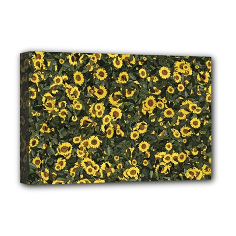 Sunflowers Yellow Flowers Flowers Digital Drawing Deluxe Canvas 18  X 12  (stretched) by Ravend