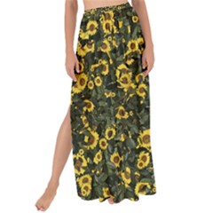 Sunflowers Yellow Flowers Flowers Digital Drawing Maxi Chiffon Tie-up Sarong by Ravend