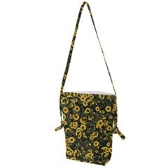 Sunflowers Yellow Flowers Flowers Digital Drawing Folding Shoulder Bag by Ravend