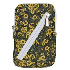 Sunflowers Yellow Flowers Flowers Digital Drawing Belt Pouch Bag (small) by Ravend