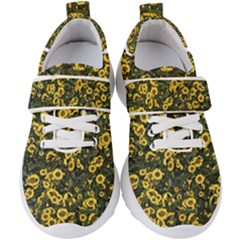 Sunflowers Yellow Flowers Flowers Digital Drawing Kids  Velcro Strap Shoes by Ravend