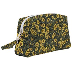 Sunflowers Yellow Flowers Flowers Digital Drawing Wristlet Pouch Bag (large) by Ravend