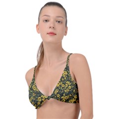 Sunflowers Yellow Flowers Flowers Digital Drawing Knot Up Bikini Top by Ravend