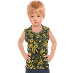 Sunflowers Yellow Flowers Flowers Digital Drawing Kids  Sport Tank Top