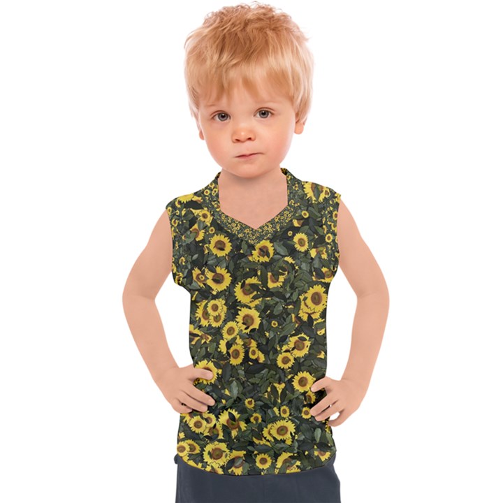 Sunflowers Yellow Flowers Flowers Digital Drawing Kids  Sport Tank Top