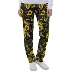 Sunflowers Yellow Flowers Flowers Digital Drawing Women s Casual Pants by Ravend