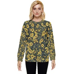 Sunflowers Yellow Flowers Flowers Digital Drawing Hidden Pocket Sweatshirt by Ravend