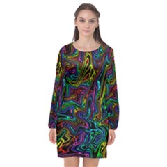 Melting Colours Long Sleeve Chiffon Shift Dress  by DimensionalClothing