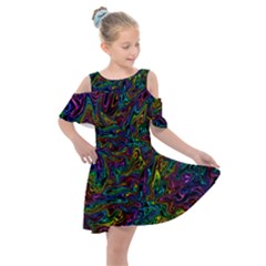 Melting Colours Kids  Shoulder Cutout Chiffon Dress by DimensionalClothing