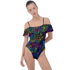 Melting Colours Frill Detail One Piece Swimsuit by DimensionalClothing