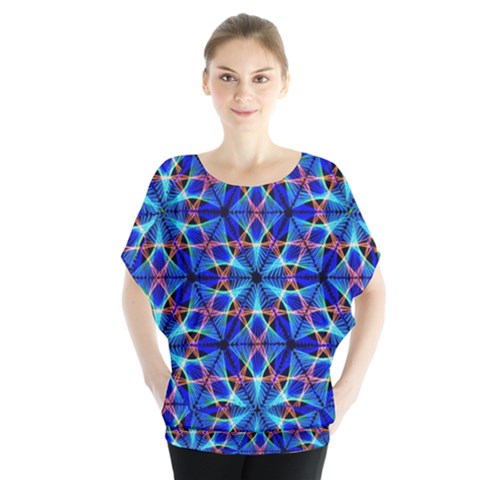 Geometric Batwing Chiffon Blouse by DimensionalClothing