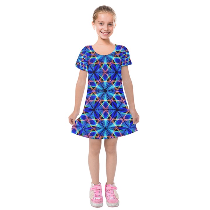 Geometric Kids  Short Sleeve Velvet Dress