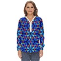 Geometric Zip Up Long Sleeve Blouse View1