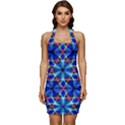 Geometric Sleeveless Wide Square Neckline Ruched Bodycon Dress View1