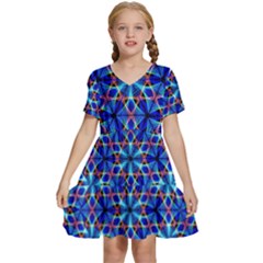 Geometric Kids  Short Sleeve Tiered Mini Dress