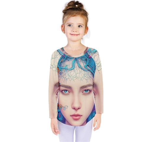 Pepper Colors Girl Kids  Long Sleeve Tee by Sparkle