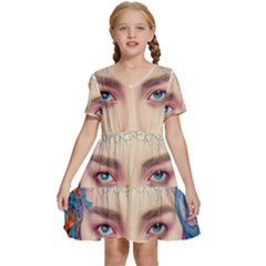 Pepper Colors Girl Kids  Short Sleeve Tiered Mini Dress by Sparkle