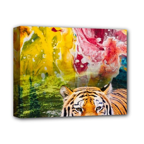 Rainbow Painted Nature Bigcat Deluxe Canvas 14  X 11  (stretched) by Sparkle