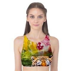 Rainbow Painted Nature Bigcat Tank Bikini Top by Sparkle