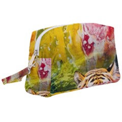 Rainbow Painted Nature Bigcat Wristlet Pouch Bag (large) by Sparkle