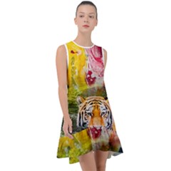 Rainbow Painted Nature Bigcat Frill Swing Dress by Sparkle