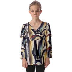 Model Of Picasso Kids  V Neck Casual Top by Sparkle