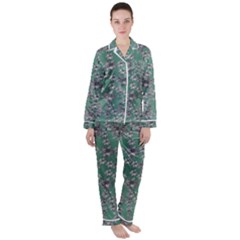 Forest Of Silver Pagoda Vines Women s Long Sleeve Satin Pajamas Set	 by pepitasart