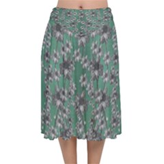 Forest Of Silver Pagoda Vines Velvet Flared Midi Skirt