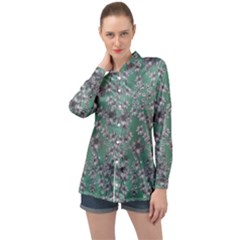 Forest Of Silver Pagoda Vines Long Sleeve Satin Shirt