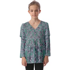 Forest Of Silver Pagoda Vines Kids  V Neck Casual Top