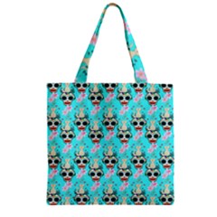 Skullart Zipper Grocery Tote Bag by Sparkle