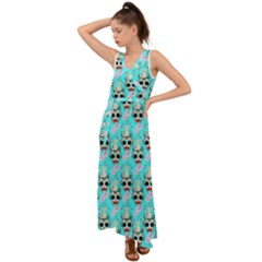 Skullart V-neck Chiffon Maxi Dress by Sparkle