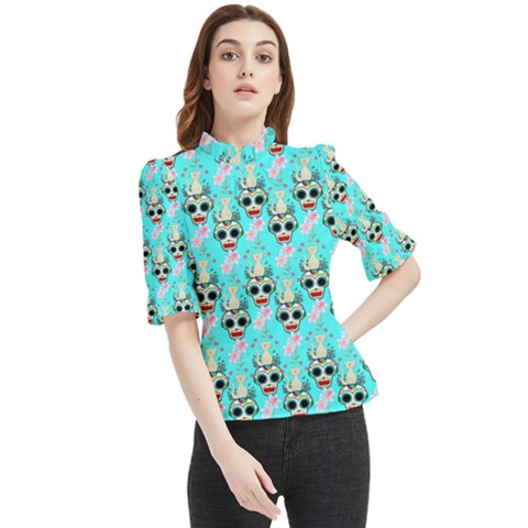 Skullart Frill Neck Blouse by Sparkle