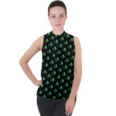 Pixels Mock Neck Chiffon Sleeveless Top by Sparkle