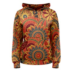 Bright Seamless Pattern-with-paisley-mehndi-elements-hand-drawn-wallpaper-with-floral-traditional-in Women s Pullover Hoodie