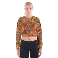 Bright Seamless Pattern-with-paisley-mehndi-elements-hand-drawn-wallpaper-with-floral-traditional-in Cropped Sweatshirt