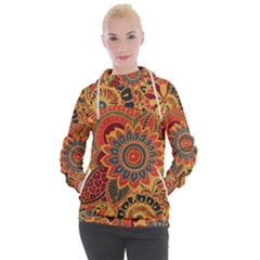 Bright Seamless Pattern-with-paisley-mehndi-elements-hand-drawn-wallpaper-with-floral-traditional-in Women s Hooded Pullover