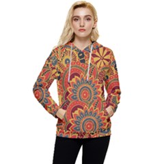 Bright Seamless Pattern-with-paisley-mehndi-elements-hand-drawn-wallpaper-with-floral-traditional-in Women s Lightweight Drawstring Hoodie