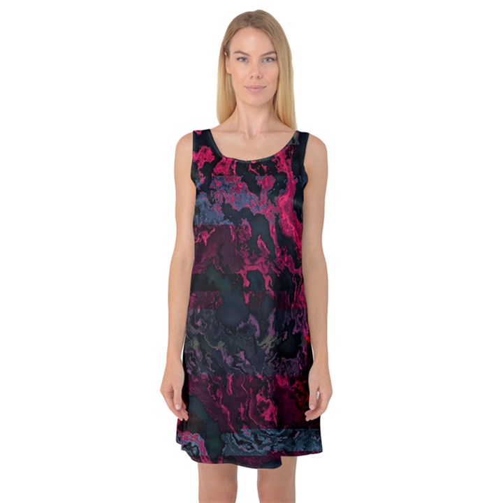 Granite Glitch Sleeveless Satin Nightdress