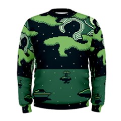 Ship Sea Monster Boat Island Night Pixel Men s Sweatshirt by Pakemis