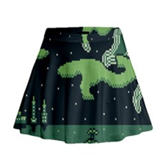 Ship Sea Monster Boat Island Night Pixel Mini Flare Skirt by Pakemis