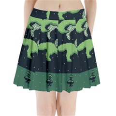 Ship Sea Monster Boat Island Night Pixel Pleated Mini Skirt by Pakemis